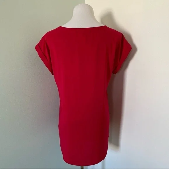Express Women’s Short Sleeved Criss Cross Neck Red Blouse Size M - Picture 6 of 9